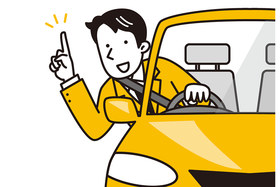 車から顔を出す男性のイラスト