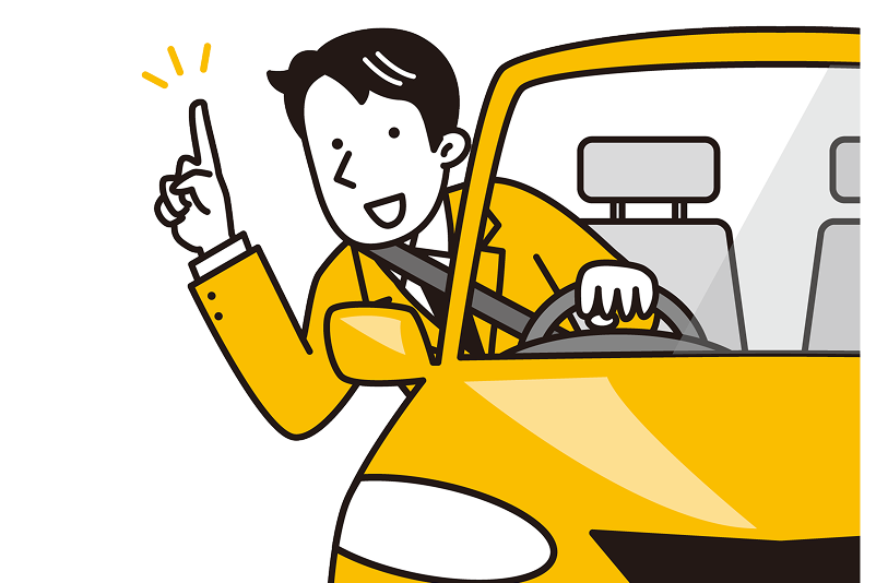 車から顔を出す男性のイラスト